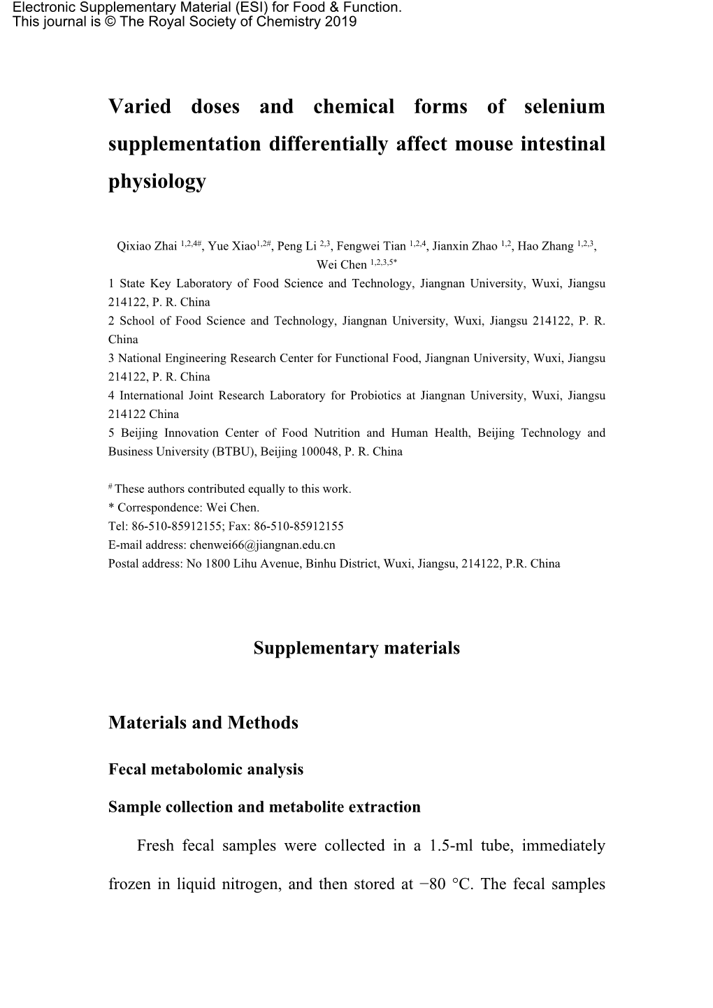 Varied Doses and Chemical Forms of Selenium Supplementation Differentially Affect Mouse Intestinal Physiology