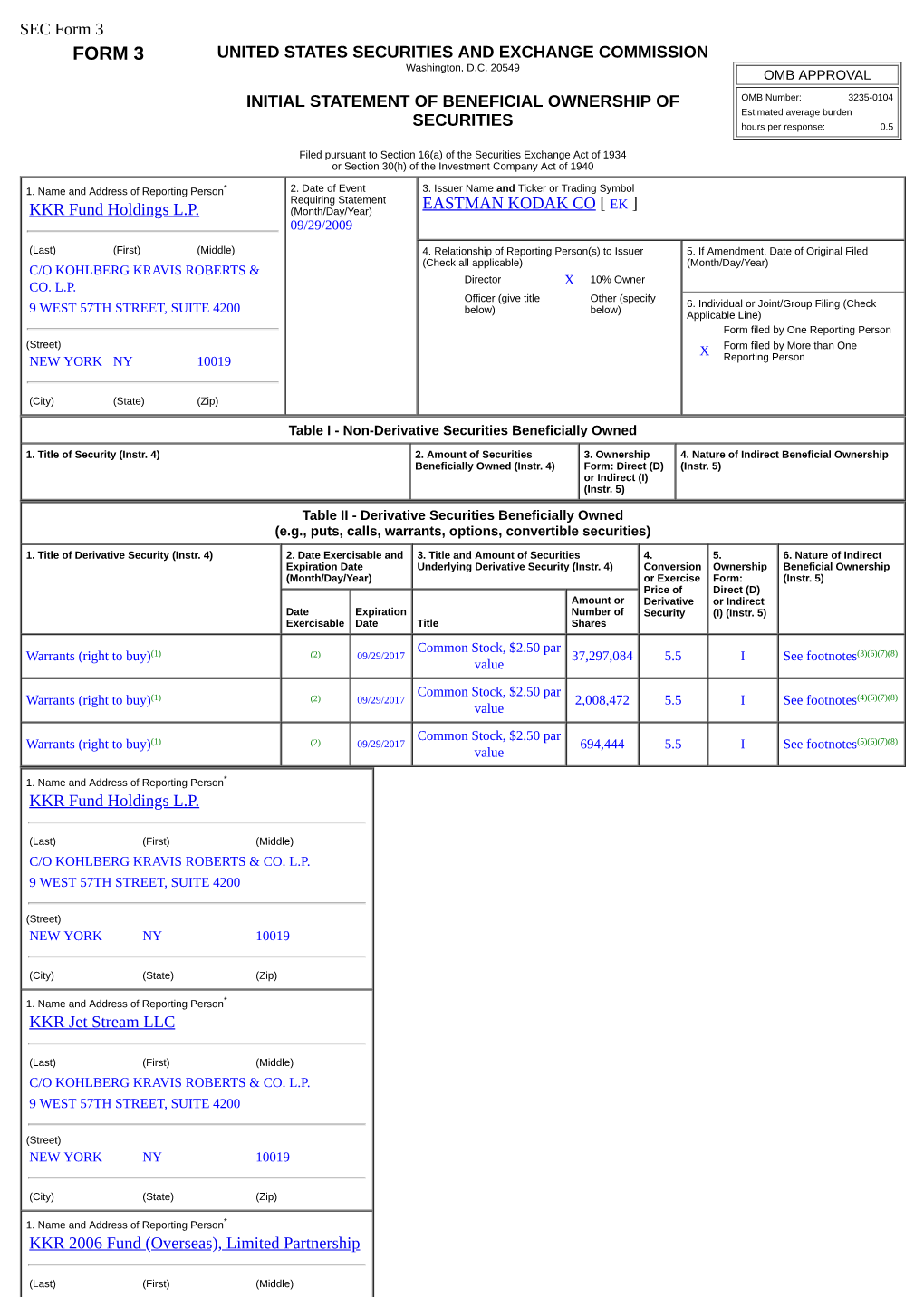 Form 3 FORM 3 UNITED STATES SECURITIES and EXCHANGE COMMISSION Washington, D.C