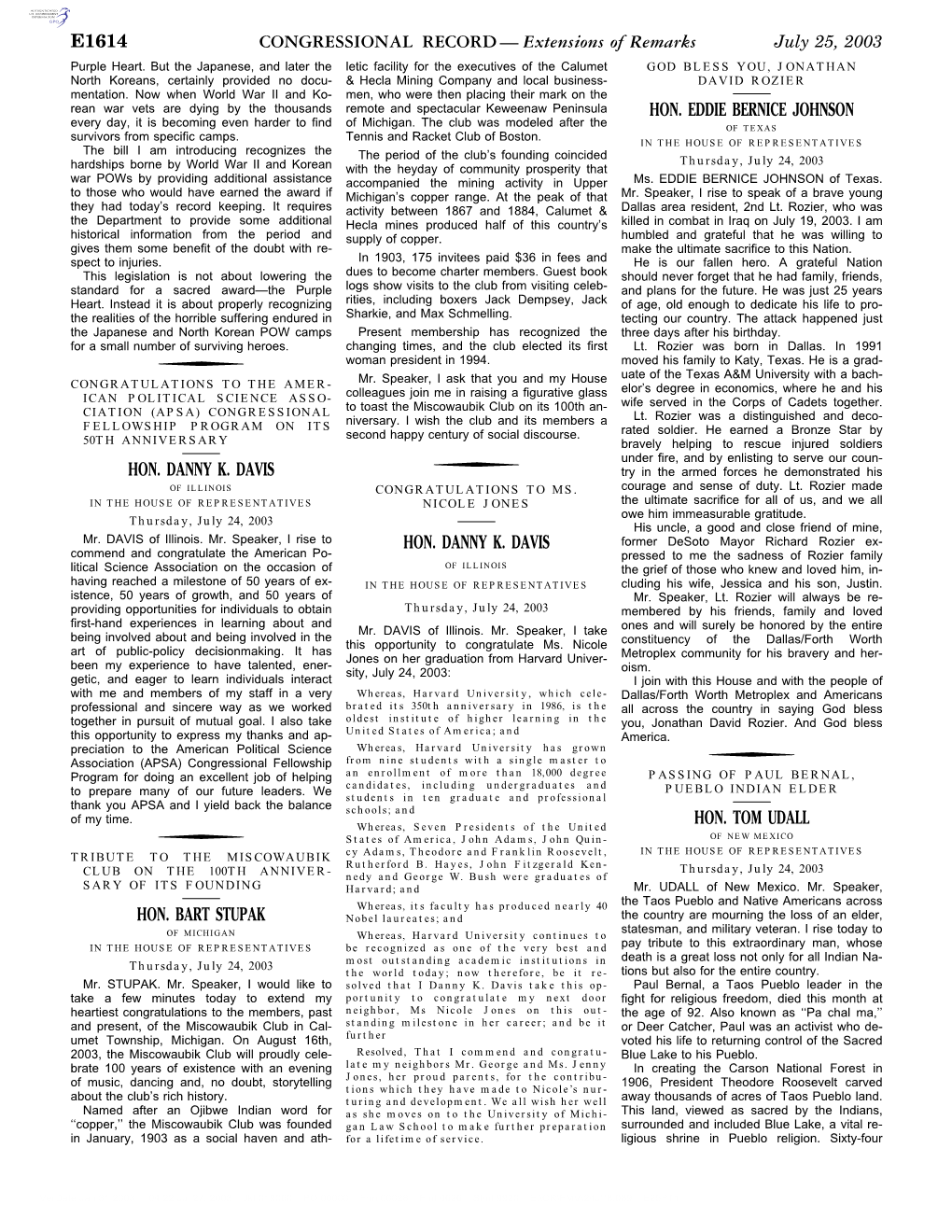 Extensions of Remarks E1614 HON. DANNY K. DAVIS