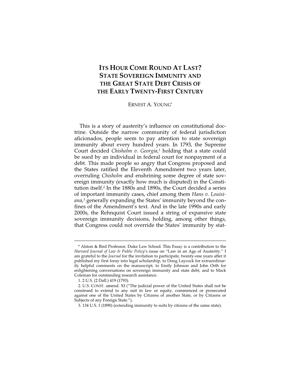 State Sovereign Immunity and the Great State Debt Crisis of the Early Twenty‐First Century