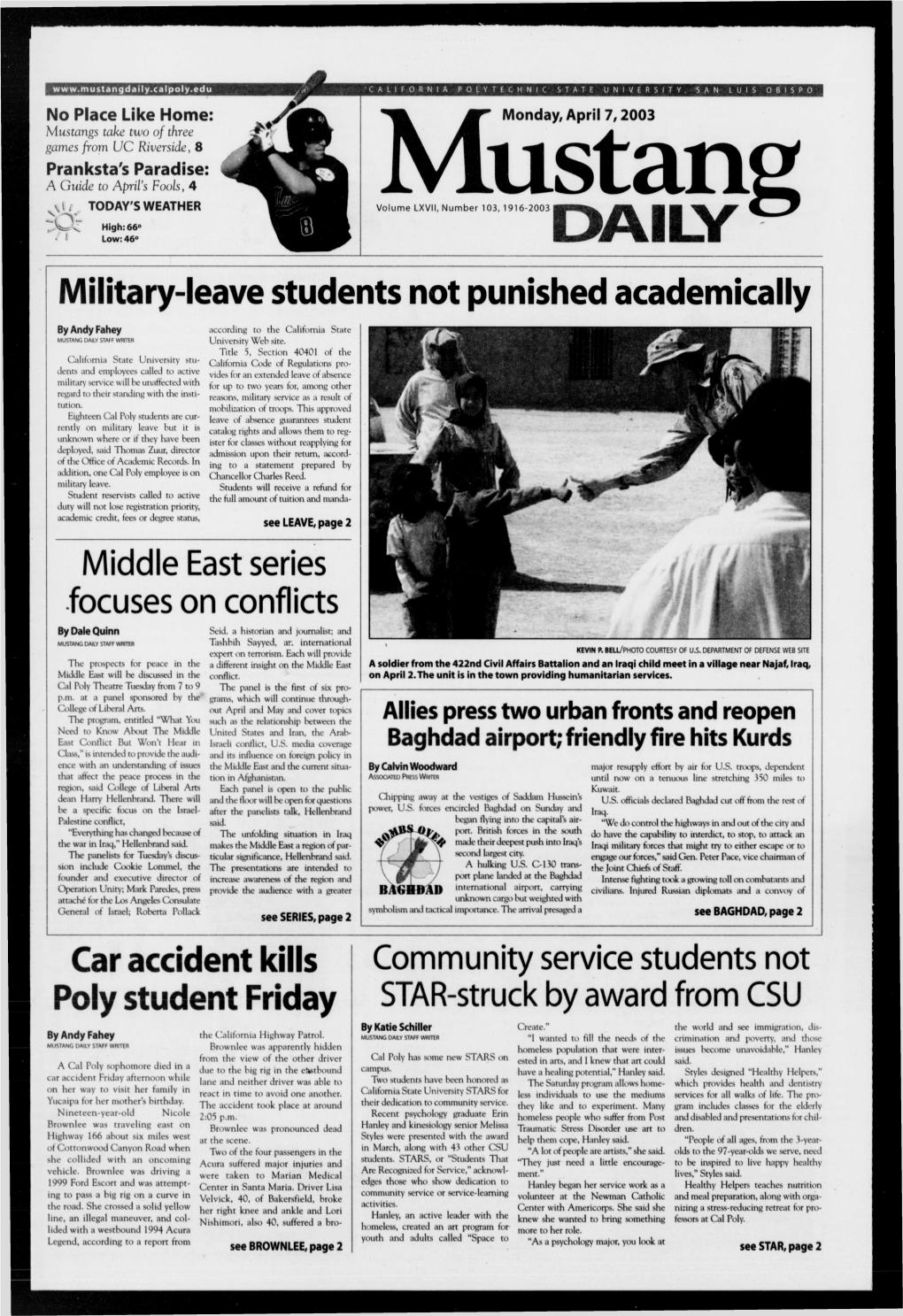 Mustang Daily, April 7, 2003