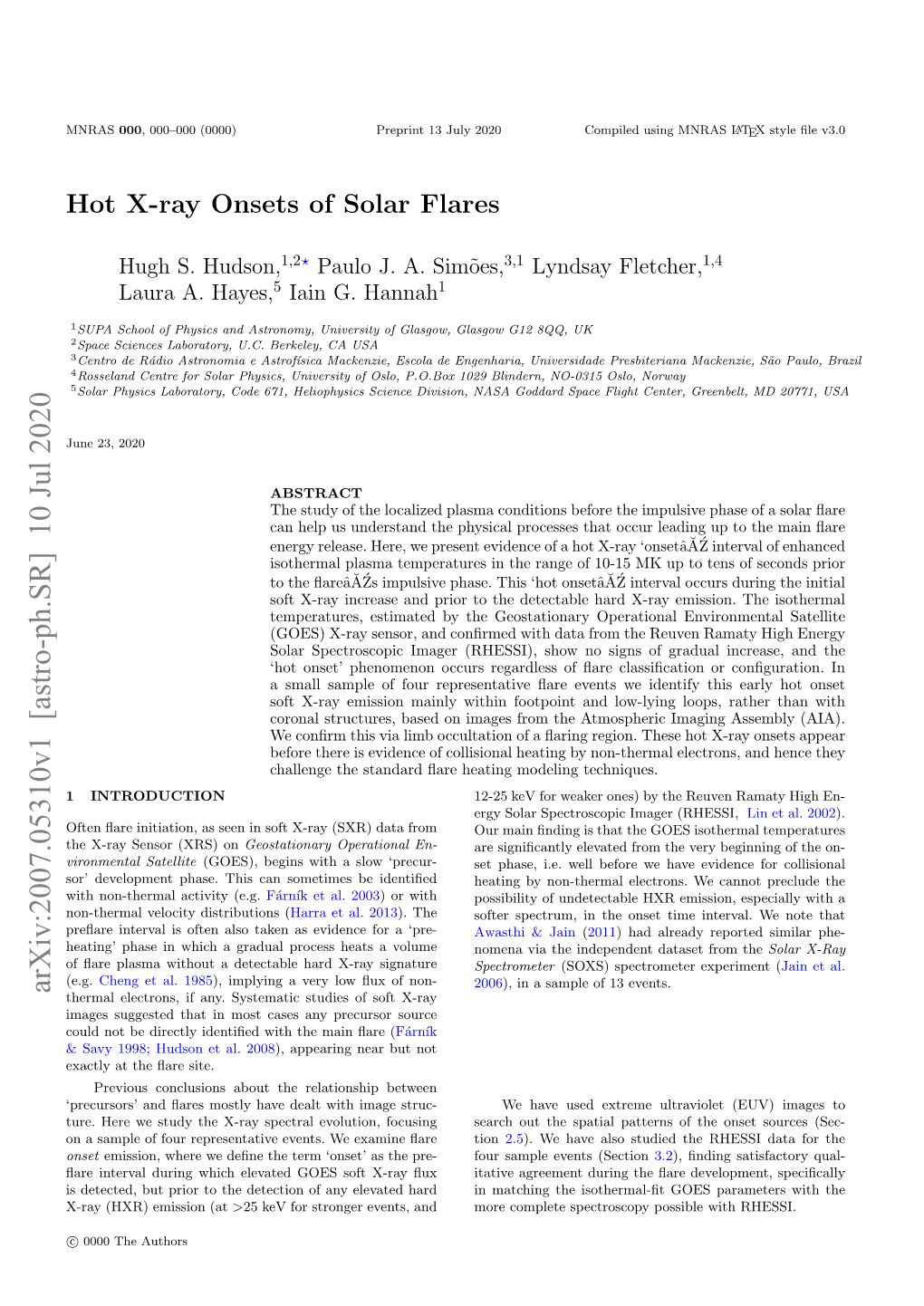 Hot X-Ray Onsets of Solar Flares