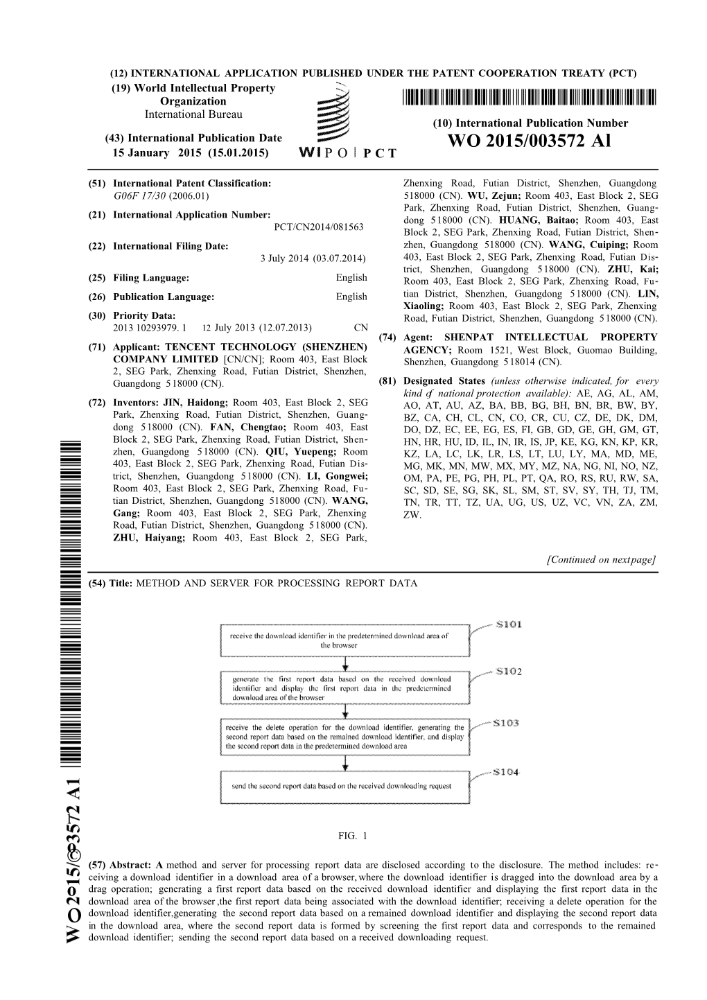 WO 2015/003572 Al 15 January 2015 (15.01.2015) P O P C T