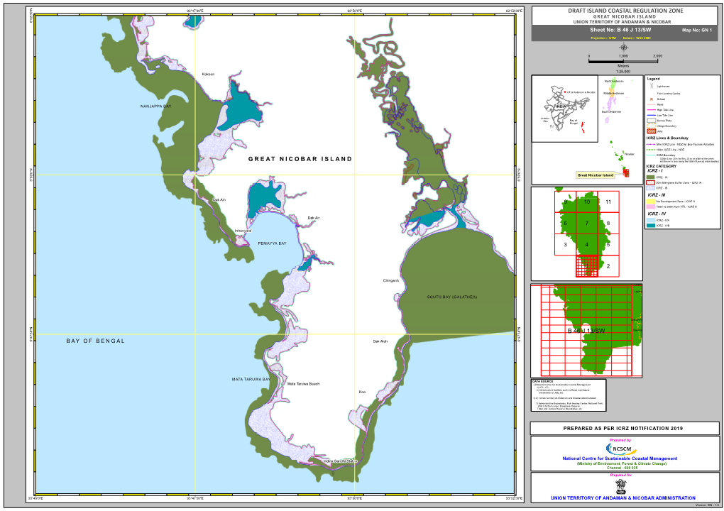 GREAT NICOBAR ISLAND ° 6 UNION TERRITORY of ANDAMAN & NICOBAR Sheet No: B 46 J 13/SW Map No: GN 1