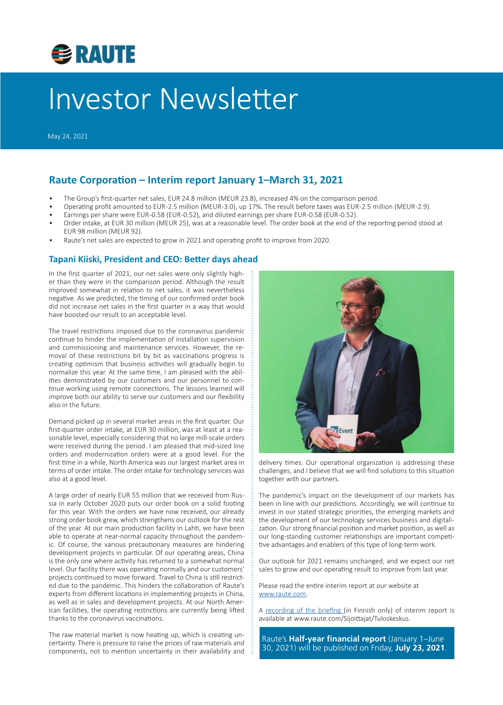 Investor Newsletter