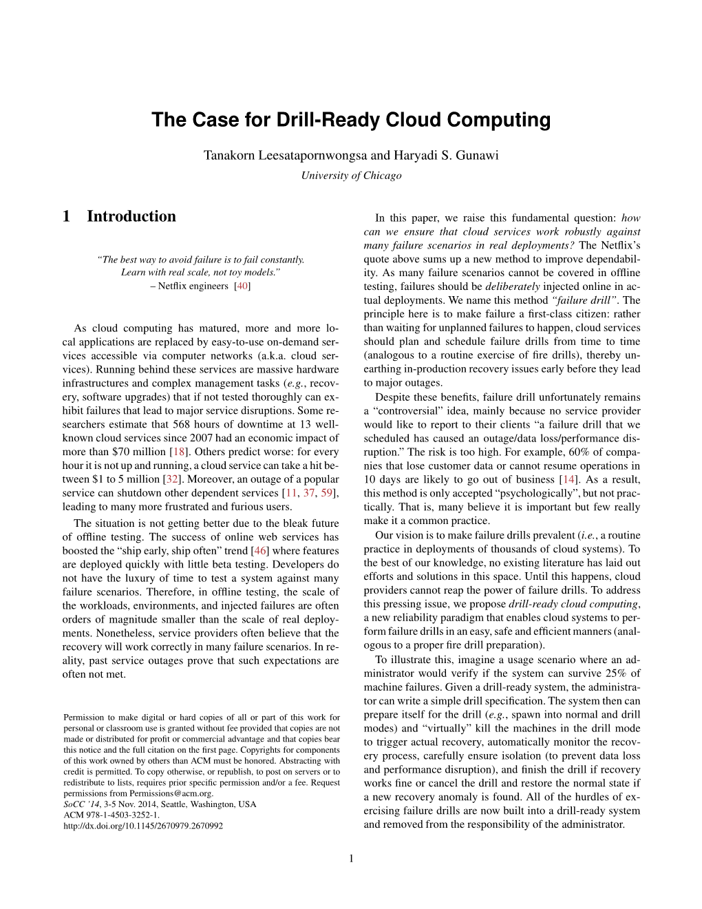 The Case for Drill-Ready Cloud Computing