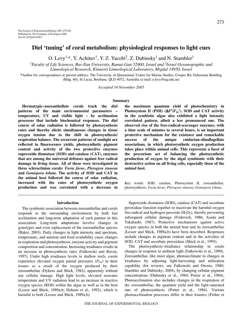 Diel 'Tuning' of Coral Metabolism: Physiological Responses to Light Cues