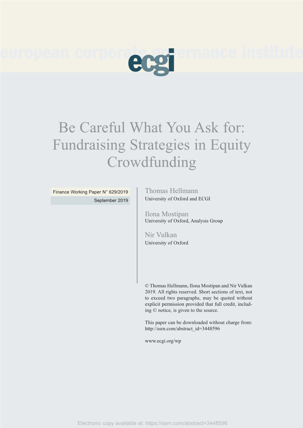 Be Careful What You Ask For: Fundraising Strategies in Equity Crowdfunding