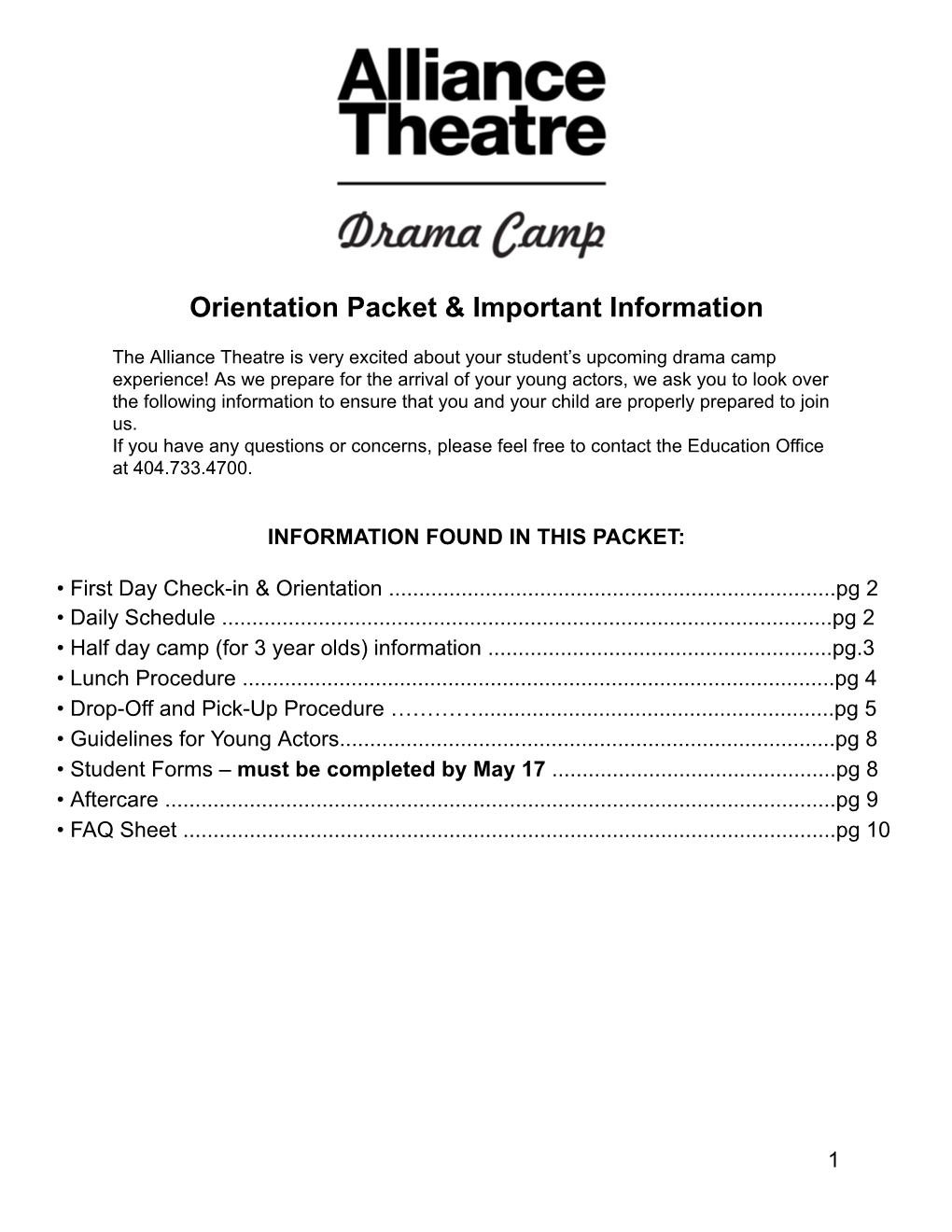 Orientation Packet & Important Information