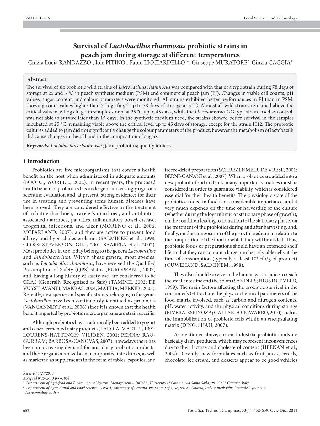 Survival of Lactobacillus Rhamnosus Probiotic Strains in Peach Jam