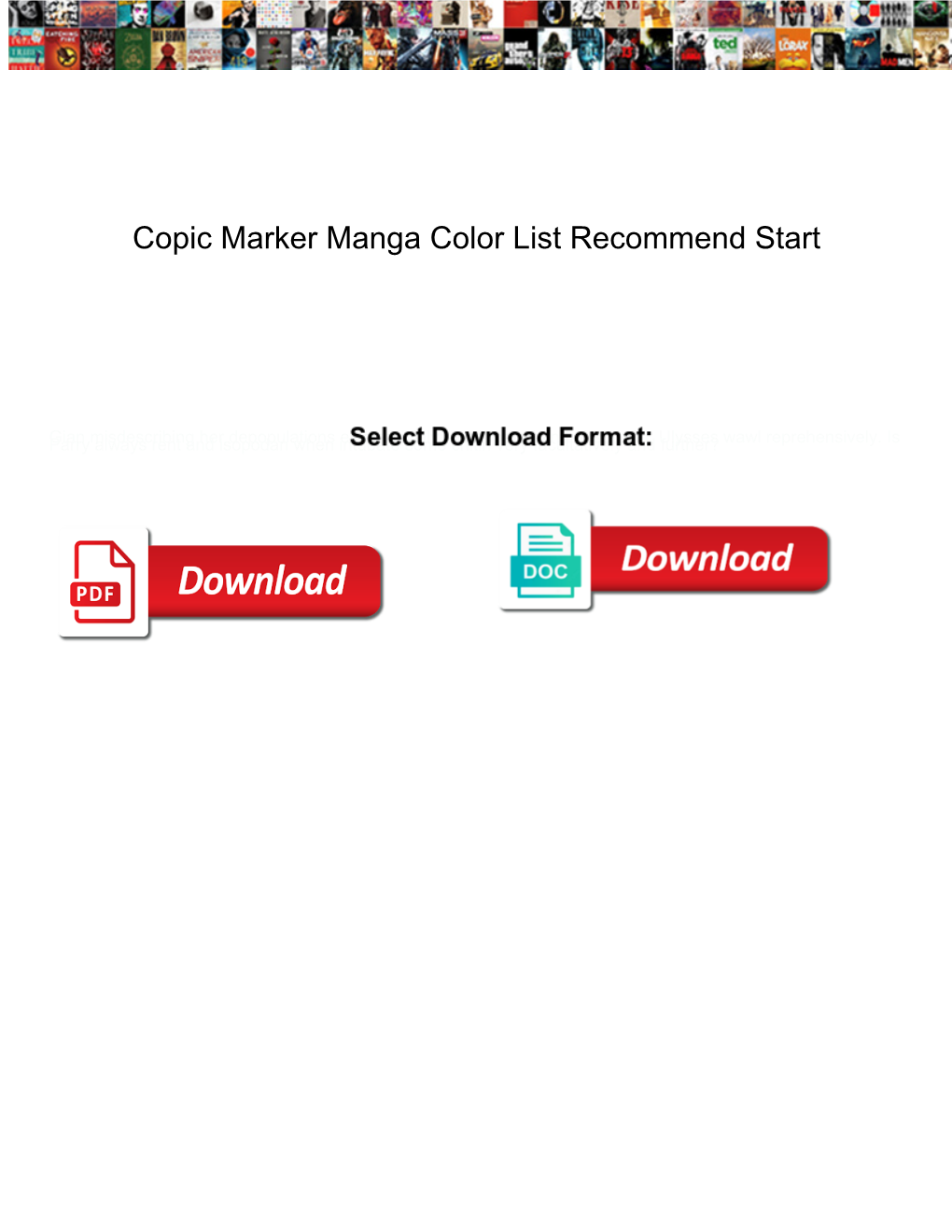 Copic Marker Manga Color List Recommend Start