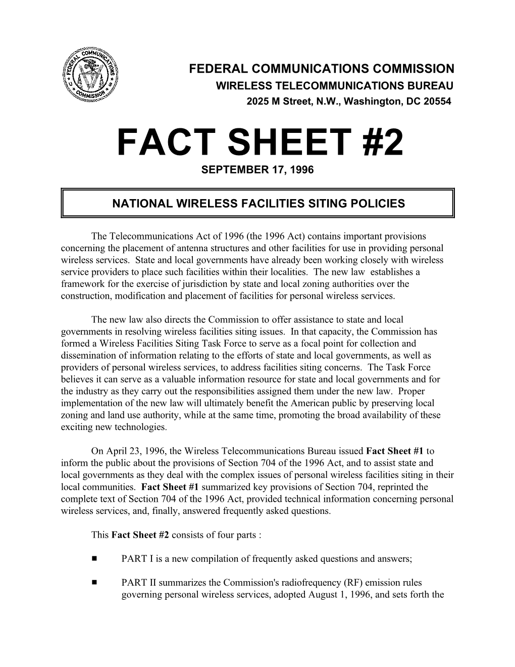 FCC Fact Sheet #2