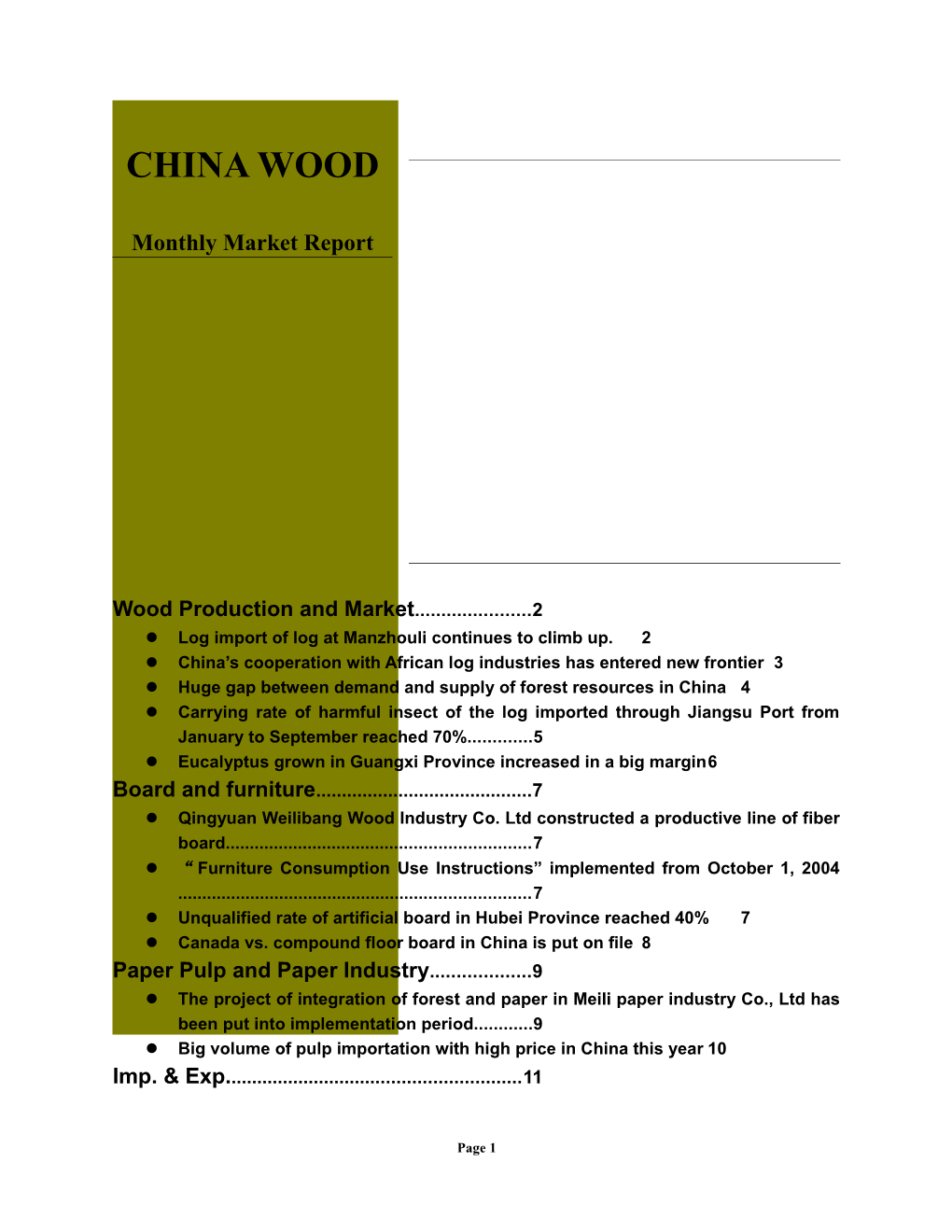 Wood Production and Market 2