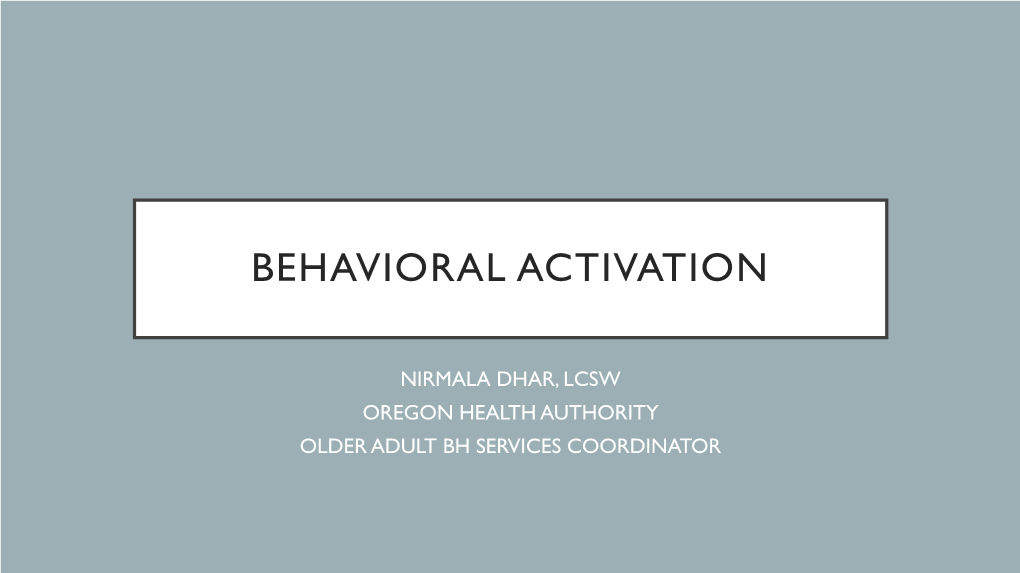 Behavioral Activation