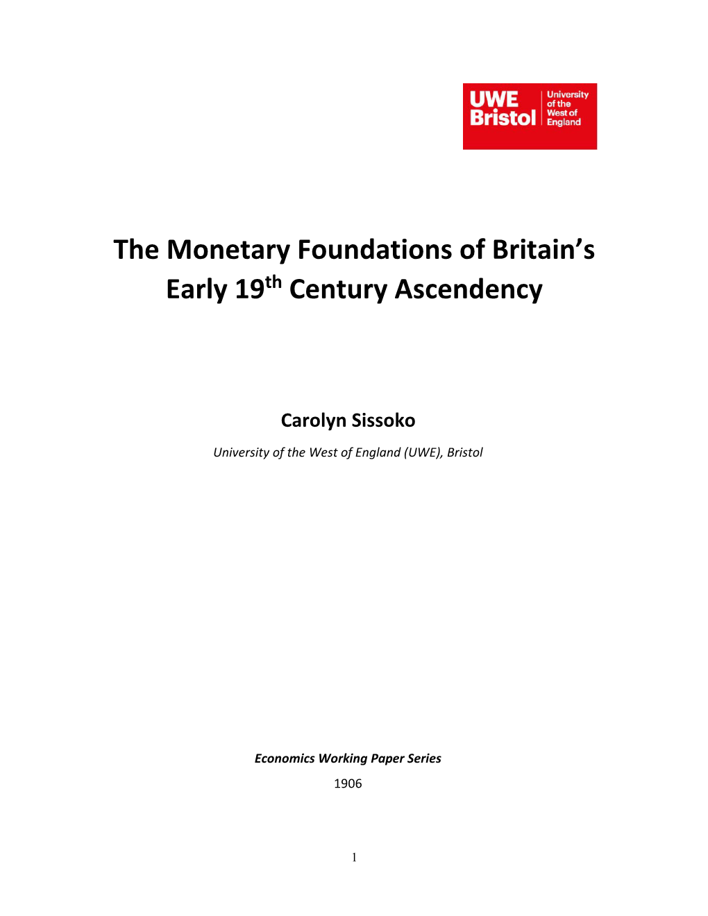 The Monetary Foundations of Britain's Early 19Th Century Ascendency