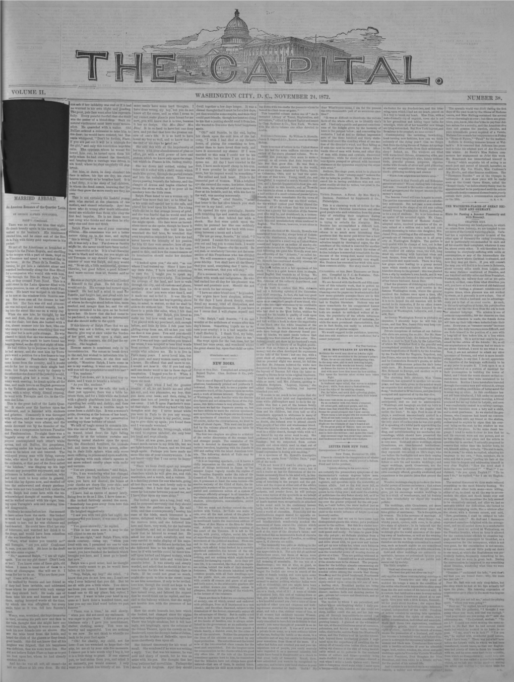 Volume Ii. Washington City, D. C., November 24, 1872. Number 38