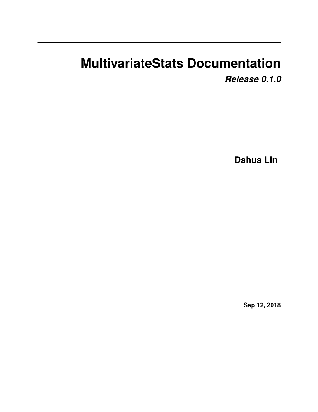 Multivariatestats Documentation Release 0.1.0