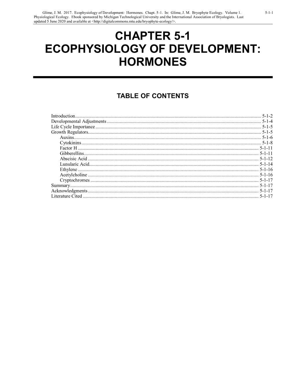 Ecophysiology of Development: Hormones