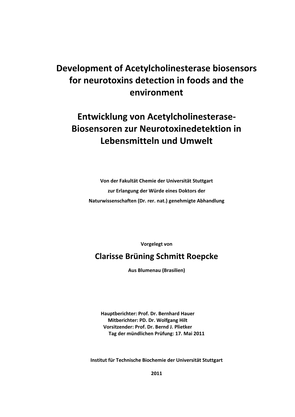 Development of Acetylcholinesterase Biosensors for Harmful Substances Detection in Food and Environment