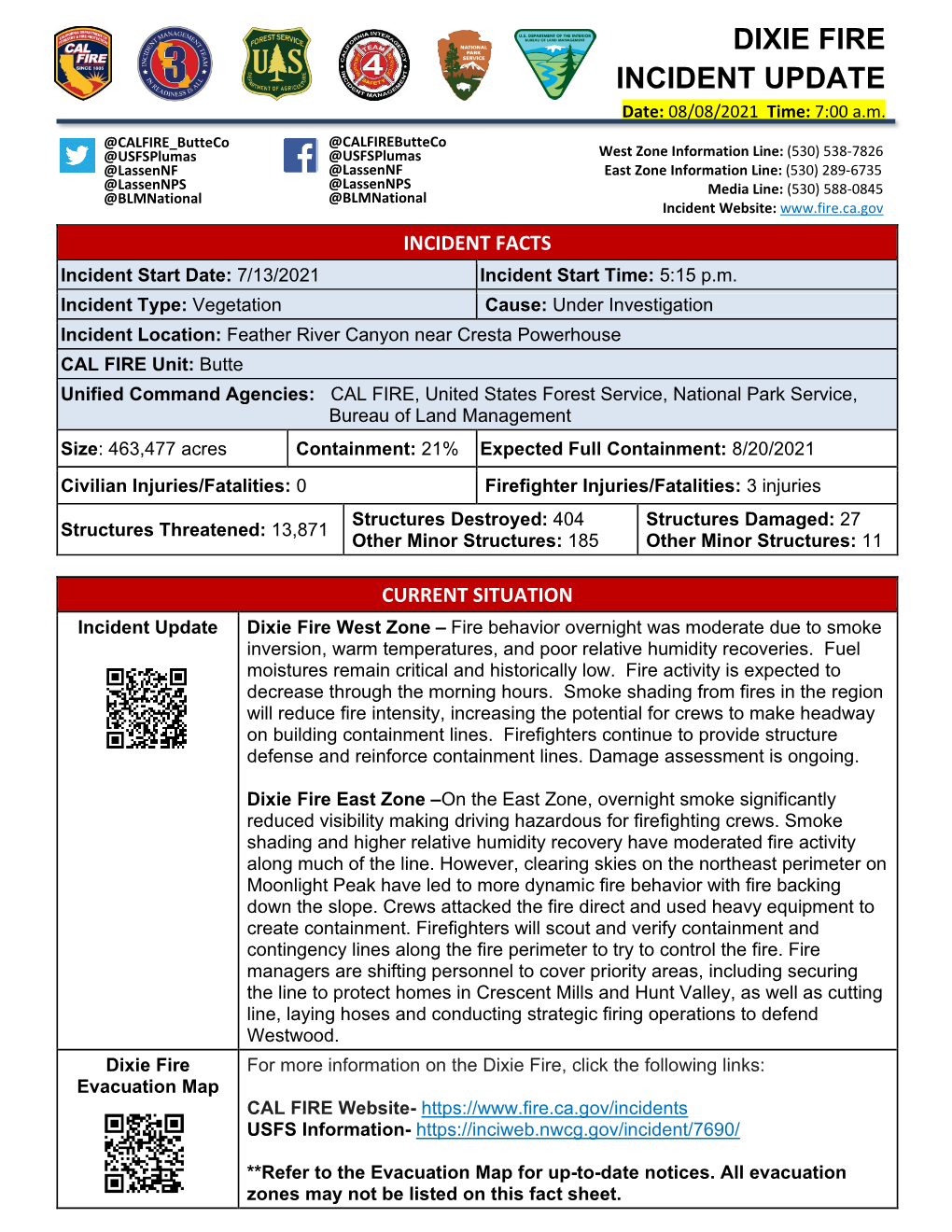 Dixie Fire Incident Update