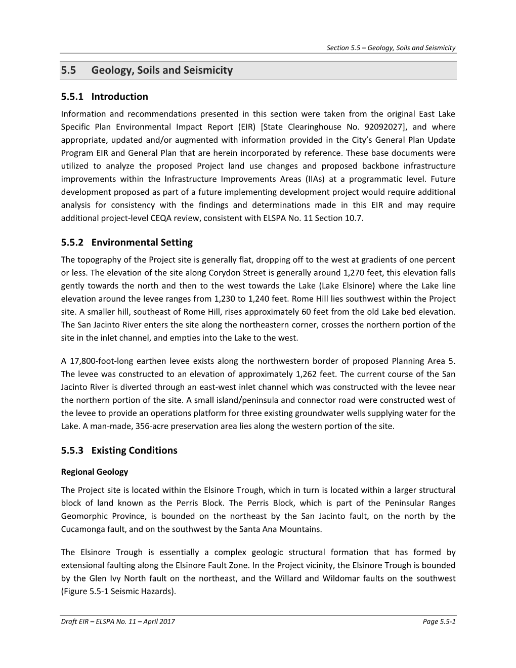 5.5 Geology, Soils and Seismicity