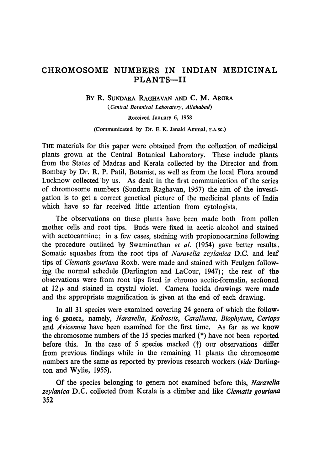 Chromosome Numbers in Indian Medicinal Plants&#X2014;II