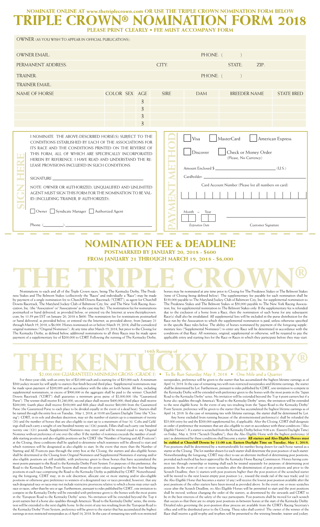 Triple Crown® 2018 Conditions 1