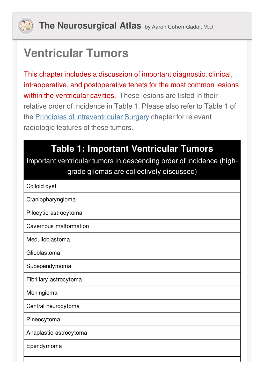 Ventricular Tumors