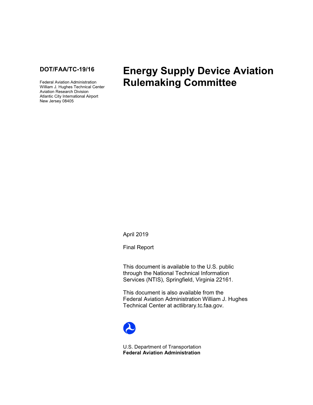 Energy Supply Device Aviation Rulemaking Committee