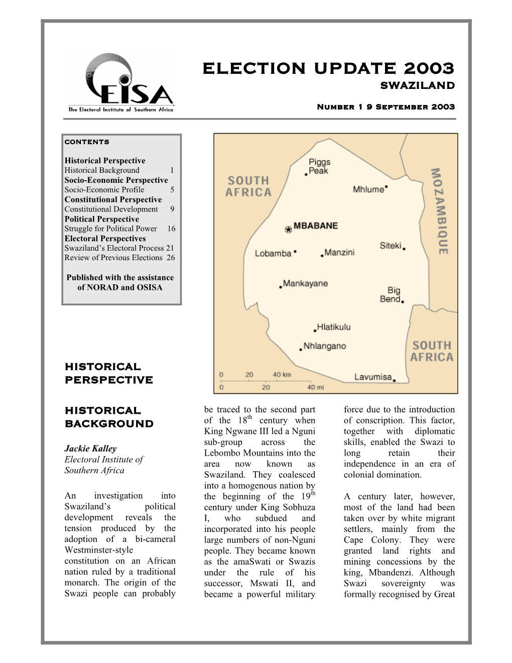 Election Update: Swaziland 2003 No 1