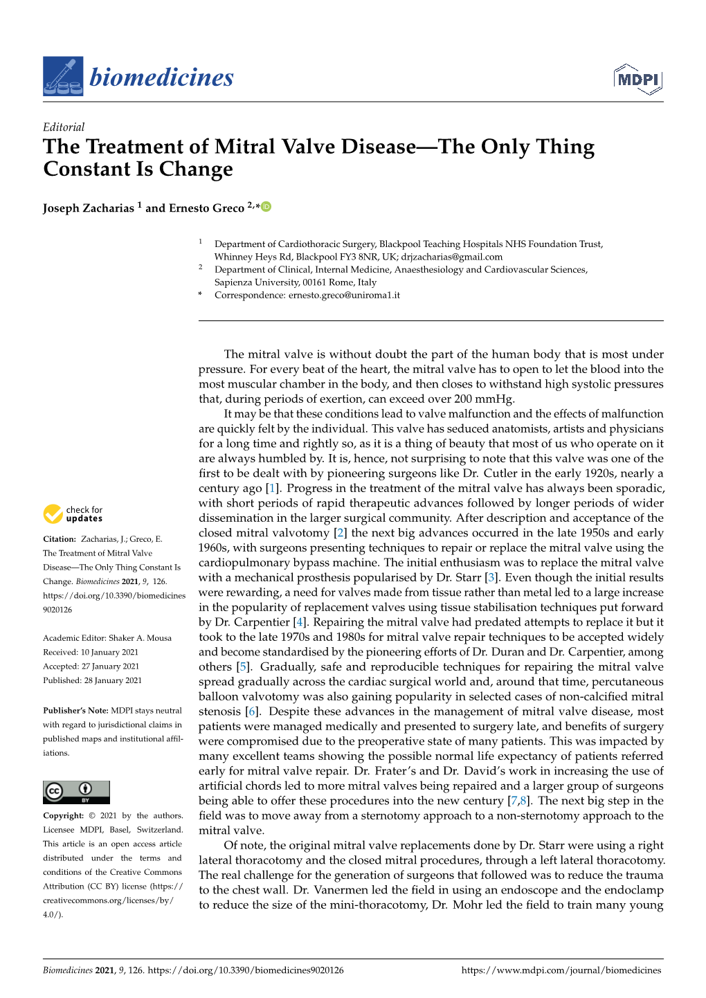 The Treatment of Mitral Valve Disease—The Only Thing Constant Is Change