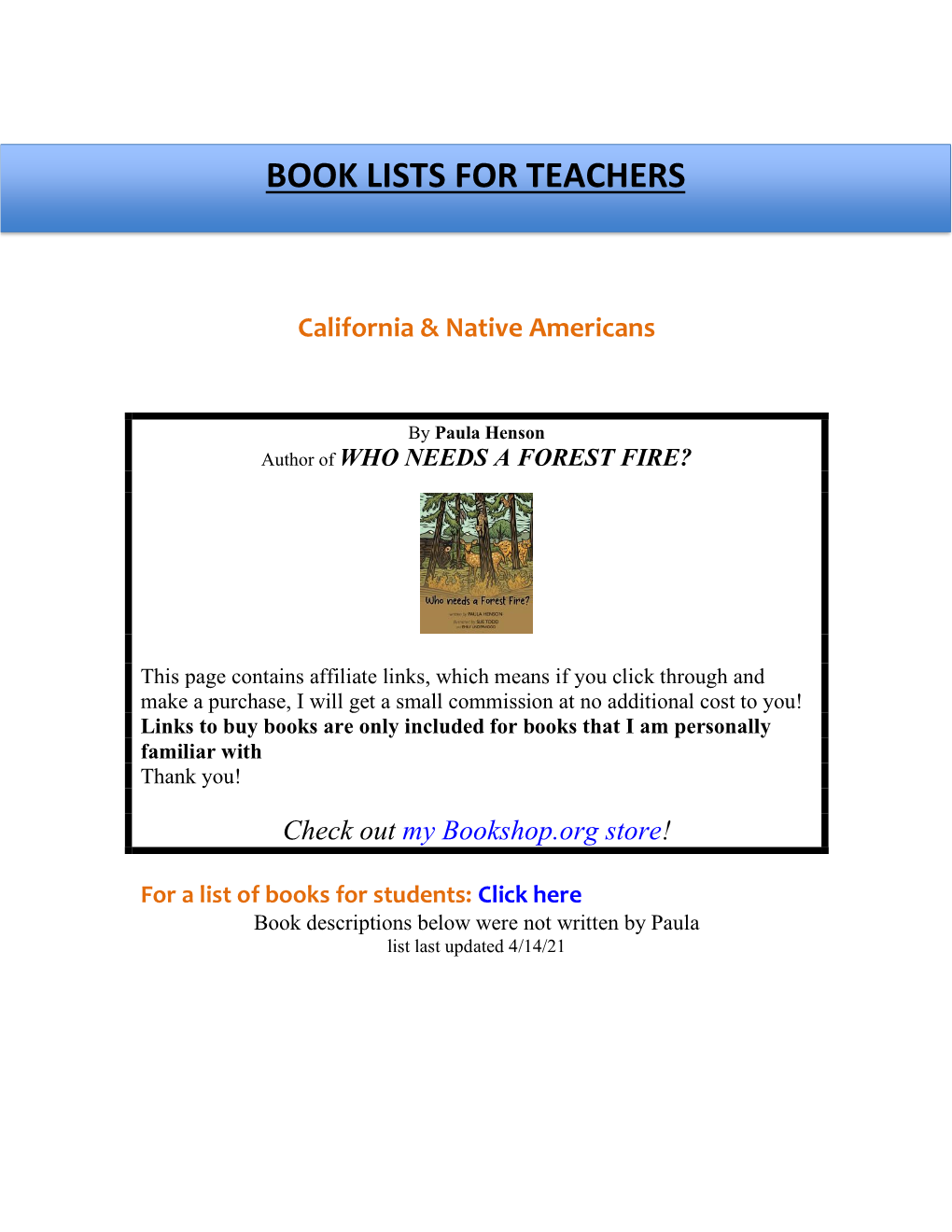 Book Lists for Teachers