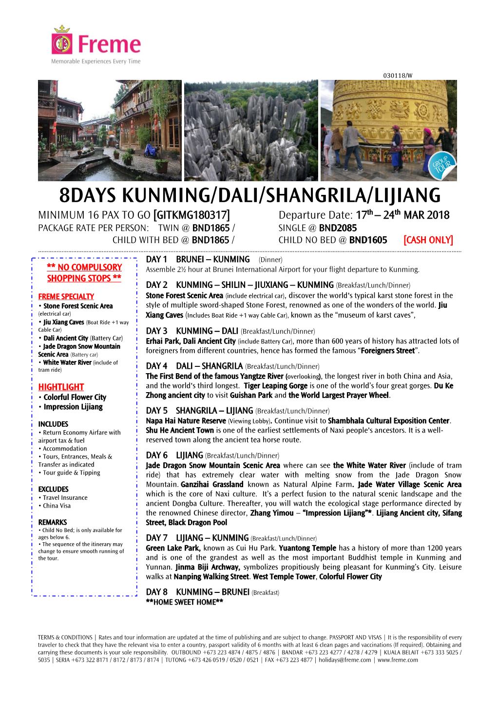 8Days Kunming/Dali/Shangrila/Lijiang
