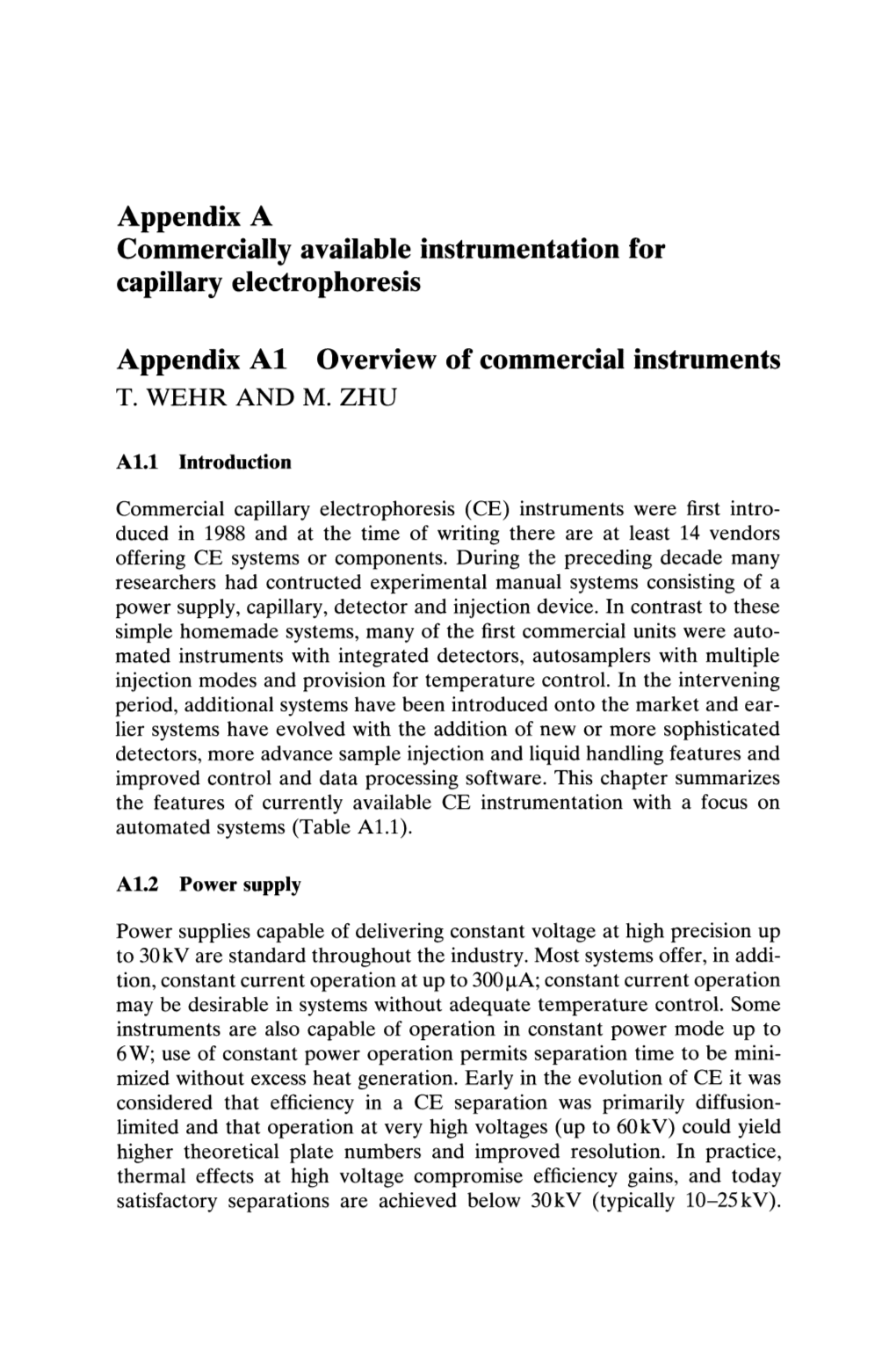 Appendix a Commercially Available Instrumentation for Capillary Electrophoresis