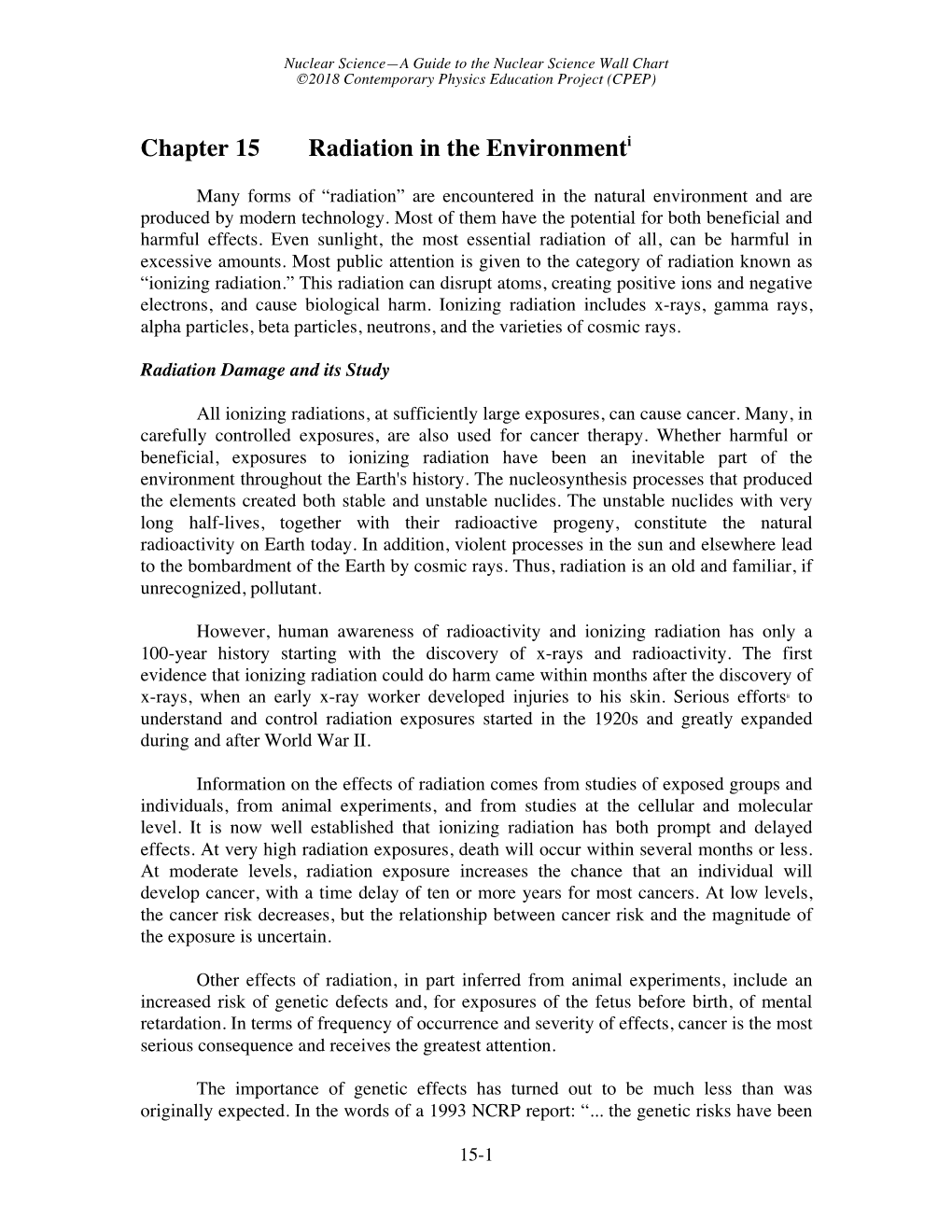 Chapter 15 Radiation in the Environmenti