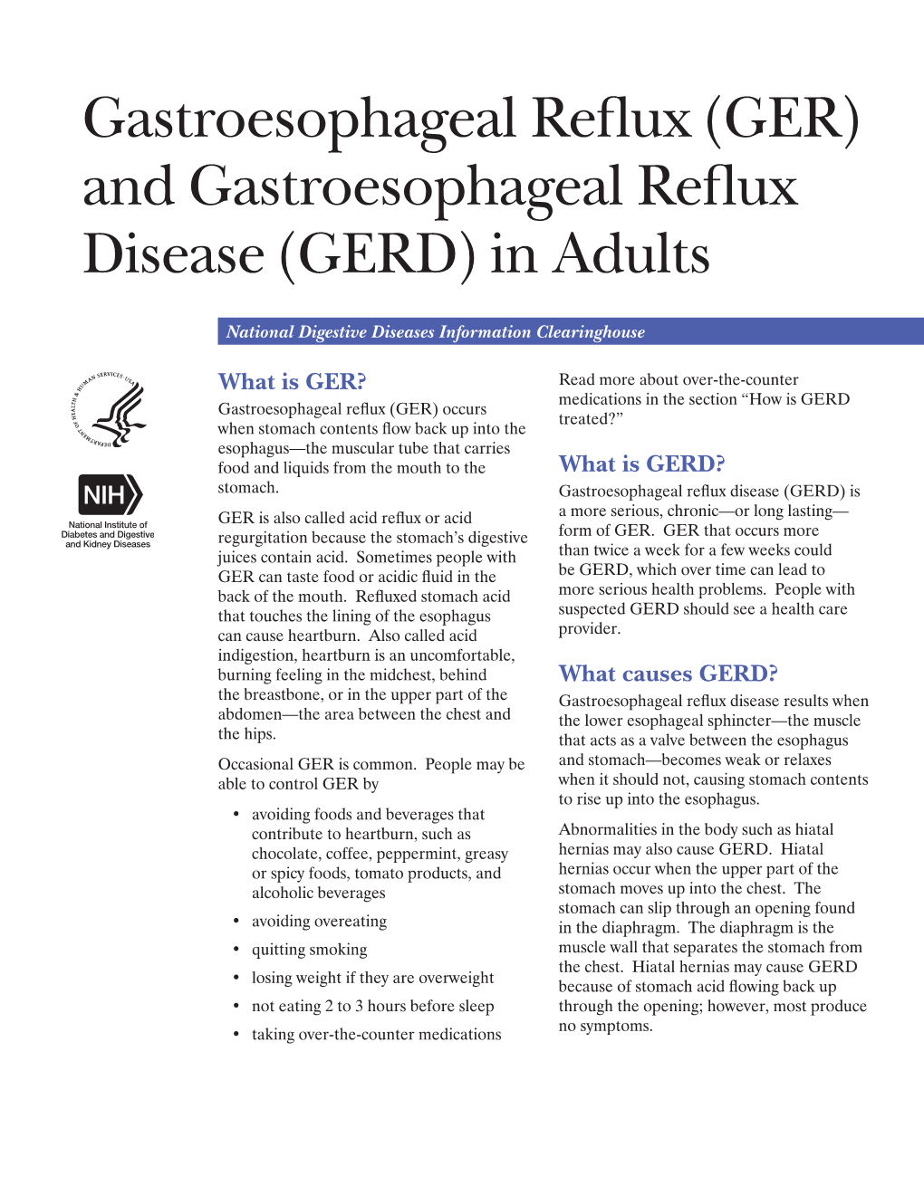 Gastroesophageal Reflux (GER) and Gastroesophageal Reflux Disease (GERD) in Adults