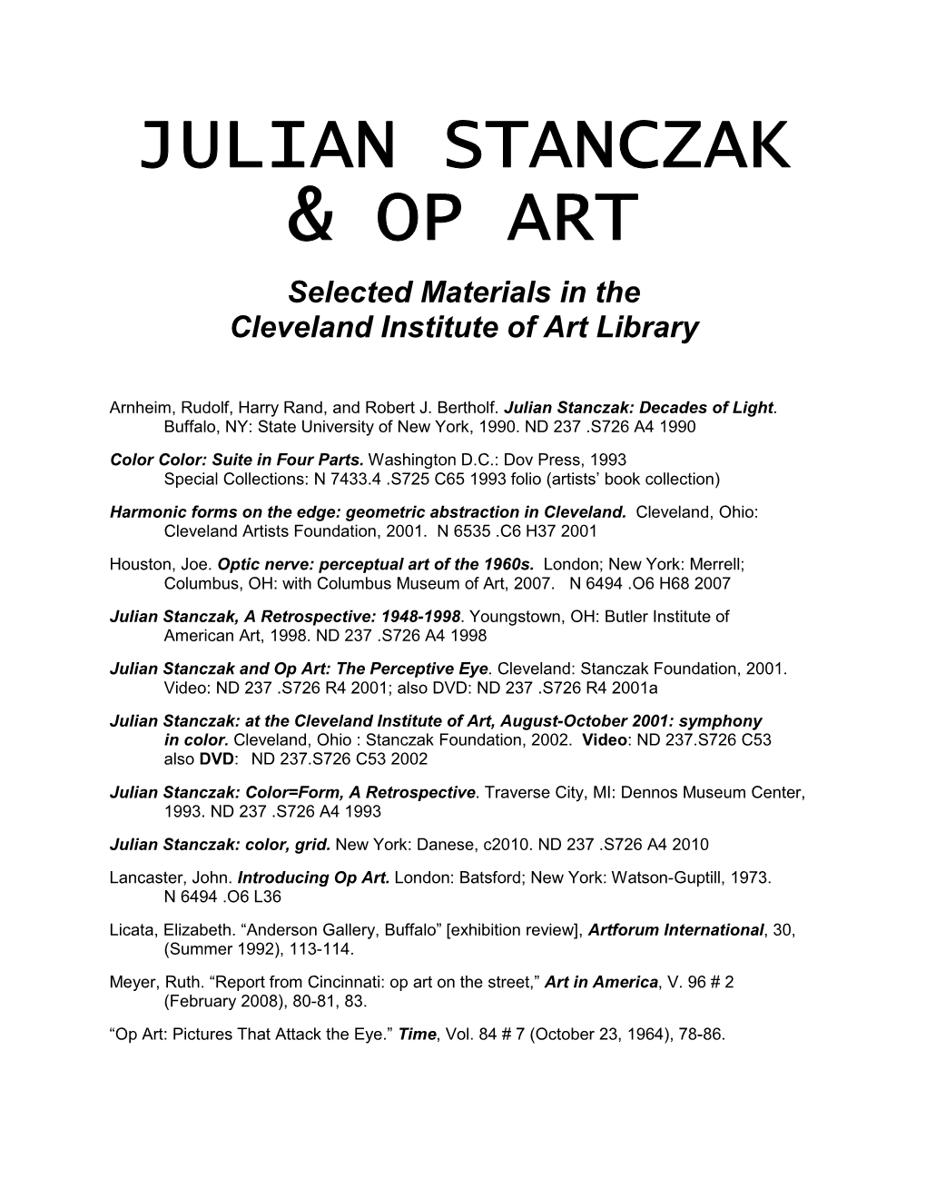 Julian Stanczak & Op Art