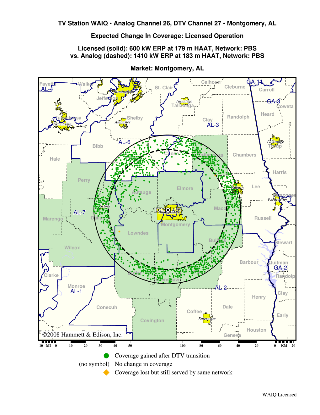 ©2008 Hammett & Edison, Inc. TV Station WAIQ • Analog Channel 26