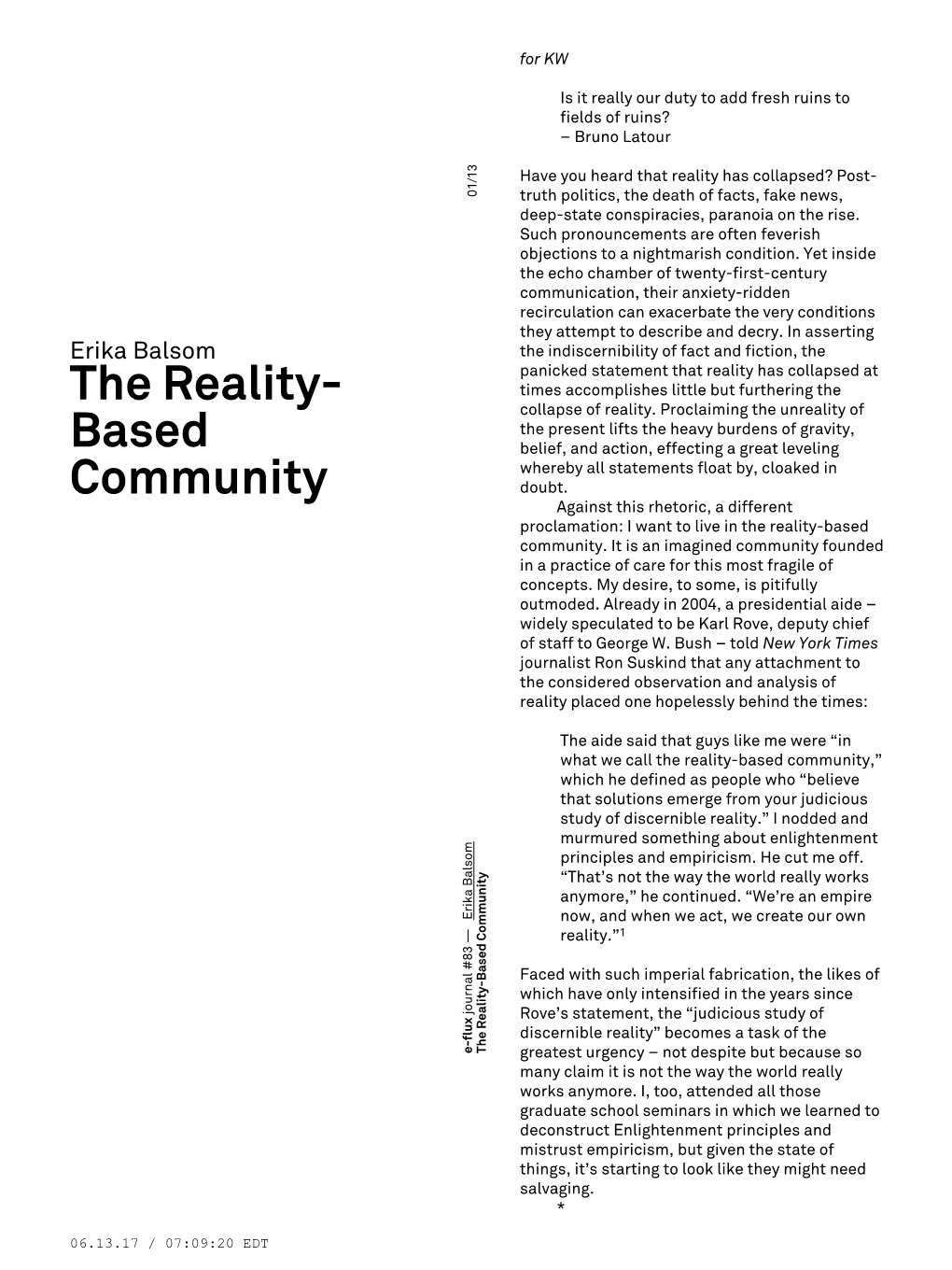 The Reality- Based Community