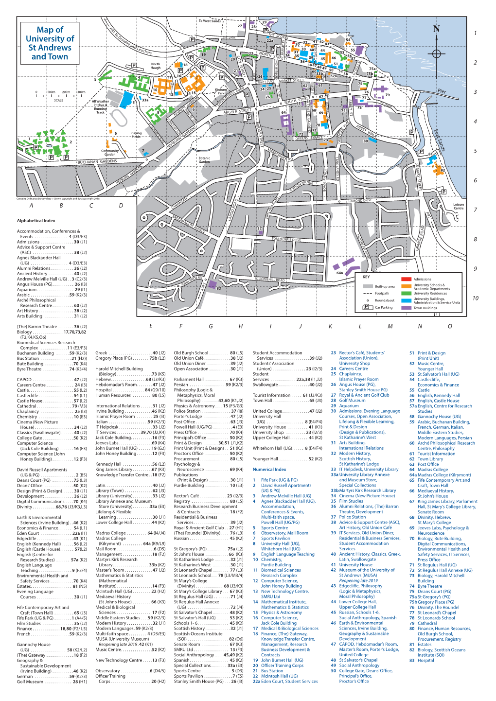 Map of University of St Andrews and Town