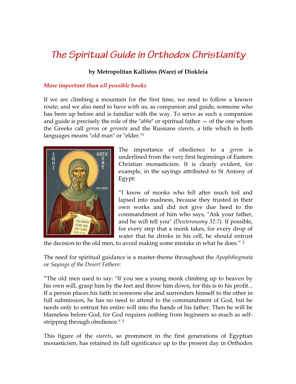 By Metropolitan Kallistos (Ware) of Diokleia