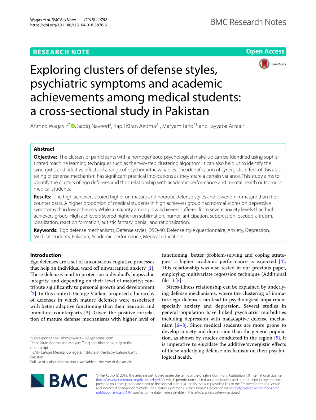 Exploring Clusters of Defense Styles, Psychiatric Symptoms And