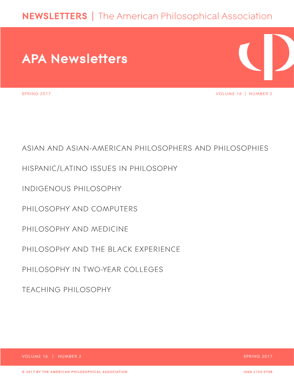 APA Newsletters, Spring 2017