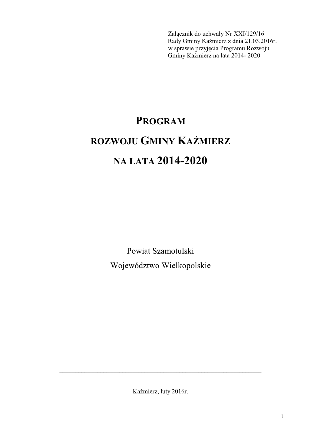 Program Rozwoju Gminy Kaźmierz