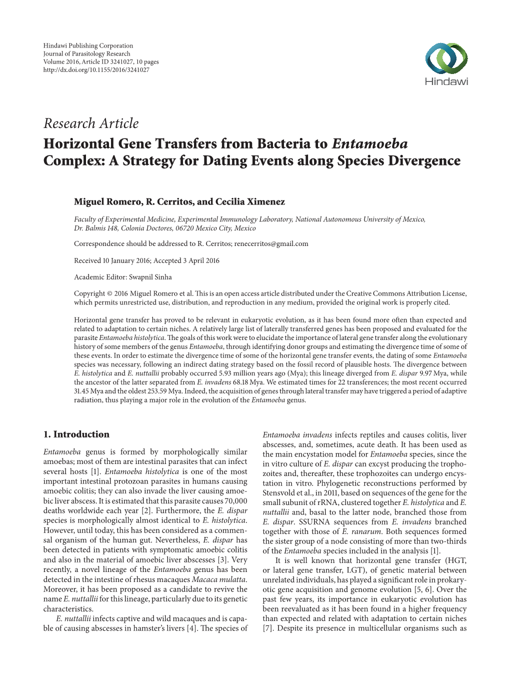 Horizontal Gene Transfers from Bacteria to Entamoeba Complex: a Strategy for Dating Events Along Species Divergence