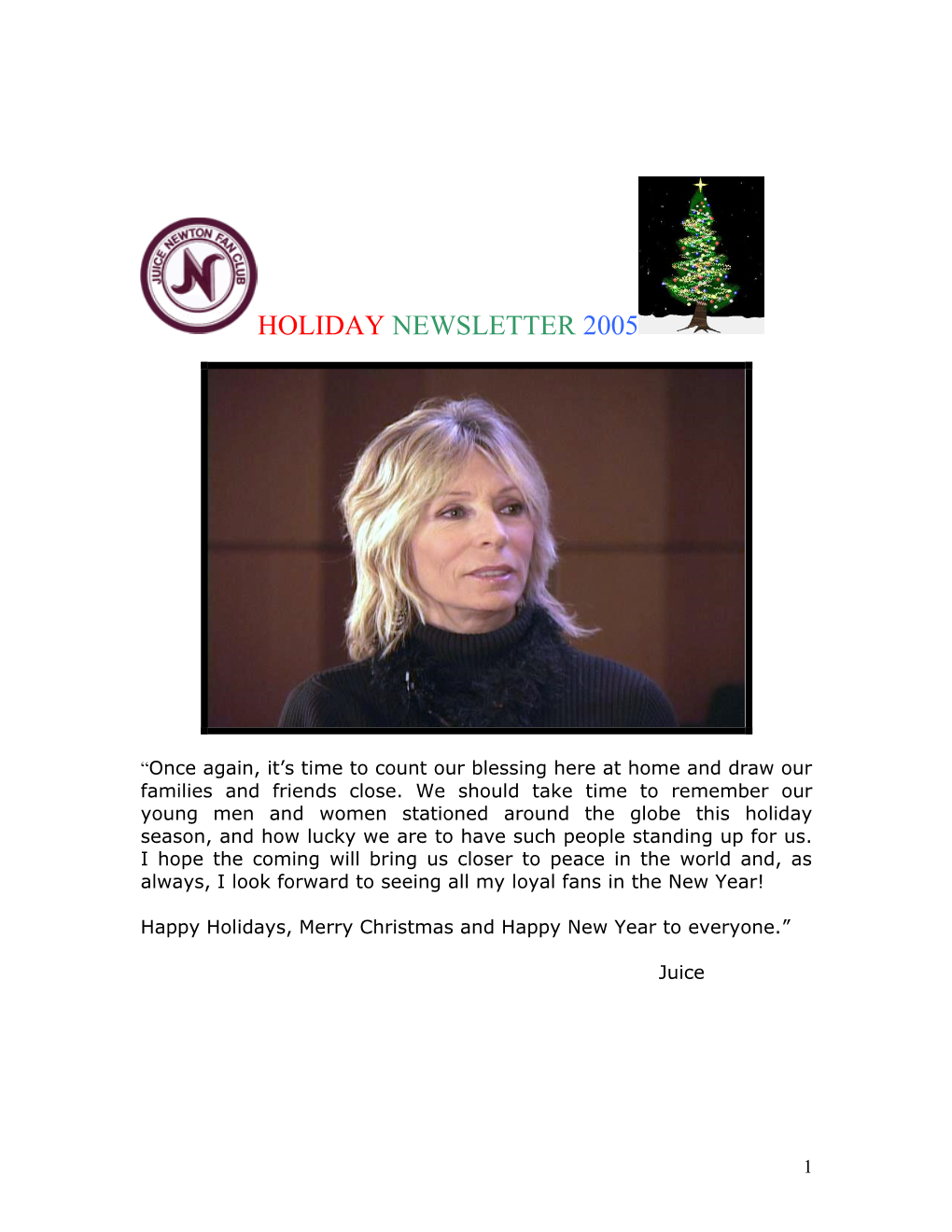 Holiday Newsletter 2005