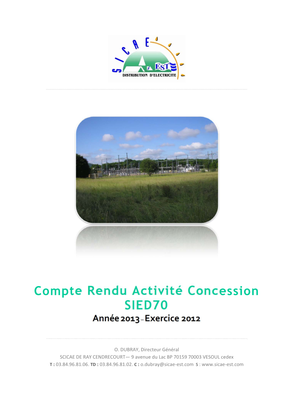 Compte Rendu Activité Concession SIED70 Année 2013 – Exercice 2012