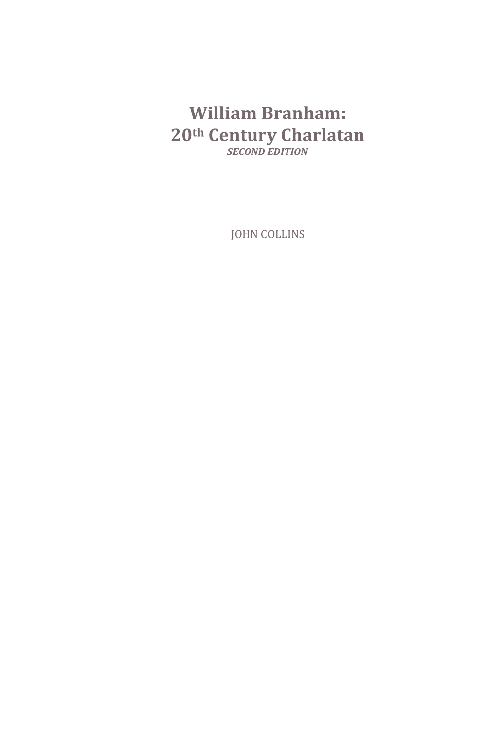 20Th Century Charlatan SECOND EDITION