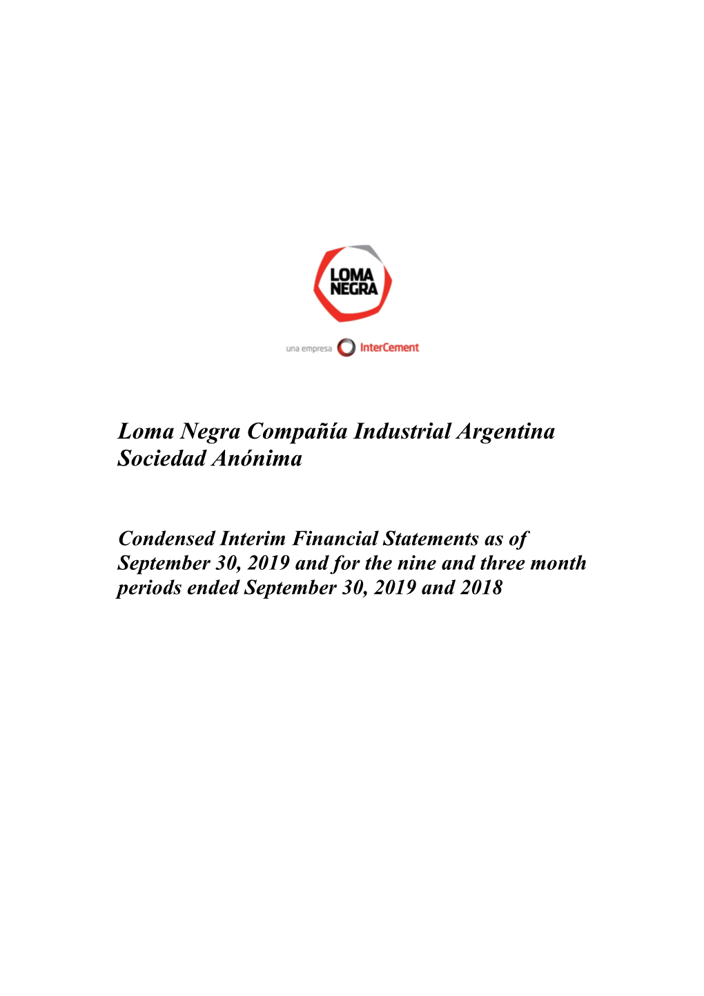 Loma Negra Compañía Industrial Argentina Sociedad Anónima