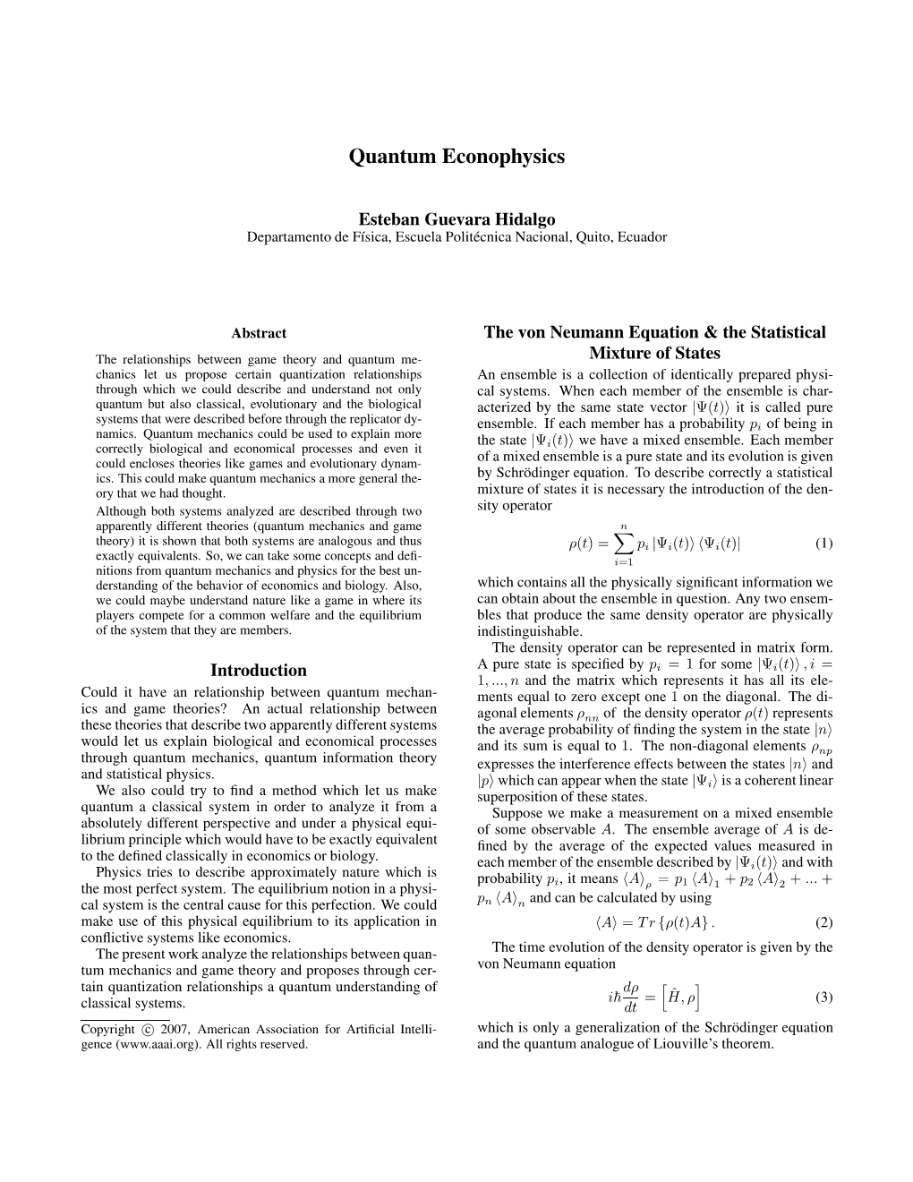 Quantum Econophysics